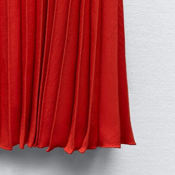 NWT ZARA PLEATED MIDI SKIRT BRICK - Picture 6 of 8